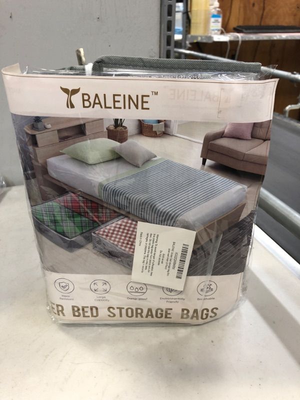 Photo 3 of BALEINE 2-Pack Underbed Storage Bags with Zippers, Clear Top and Reinforced Handles for Organizing Clothes, Quilts, Shoes and Gift Wrapping Paper, Linen Fabric, Rigid Sidewall