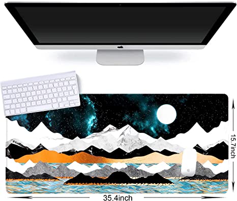 Photo 2 of iLeadon Large Desk Protector 35.1" x 15.75" Thick, Cute Desk Decor, Office Desk with Non-Slip Rubber Base for Home Office Work Accessories, Mountain Moon