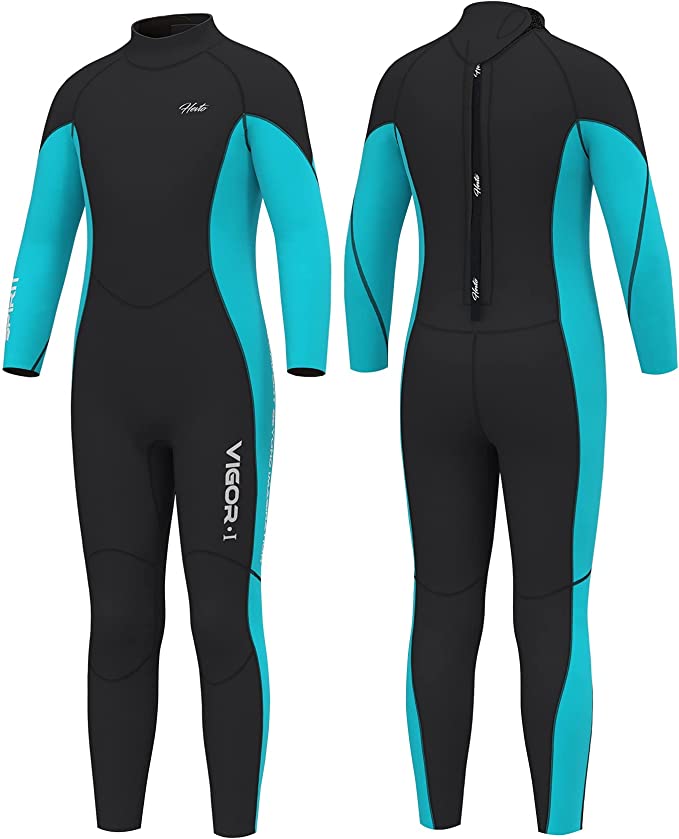 Photo 1 of 1pC--Hevto Kids Youth 3mm Neoprene Wetsuits Long Sleeve Swimsuits for Surfing Swimming Diving Keep Warm Back Zipper for Water Sports