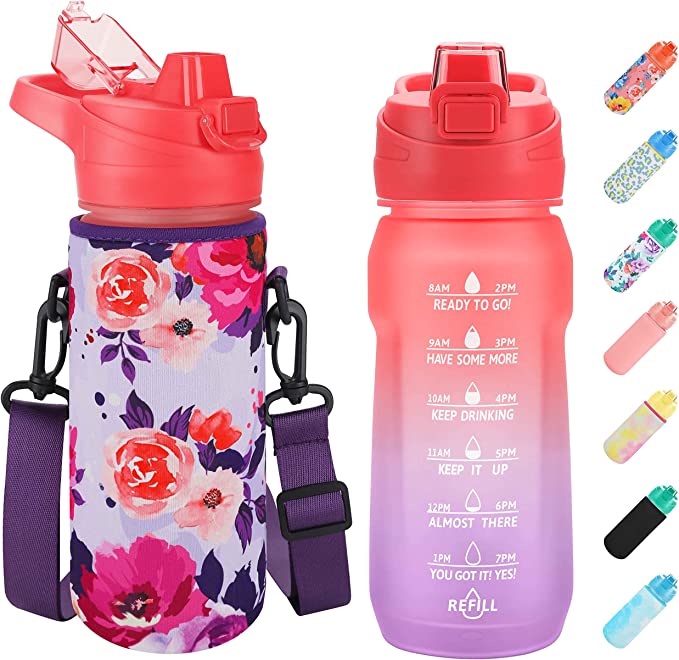 Photo 1 of 1Pc---PASER 32oz 64oz 128oz Motivational Water Bottle with Sleeve, Leak-Proof Tritan Water Pitcher, BPA Free, Ensures You Drink Enough Water Daily for Fitness, Gym and Outdoor Sports