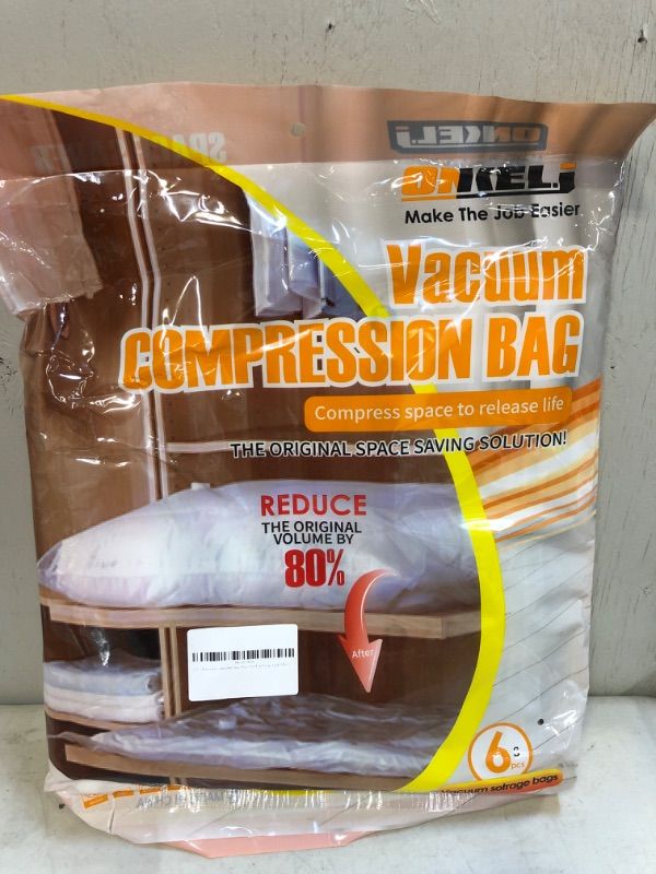 Photo 2 of 6 Pack Clothes Vacuum Storage Bags Resealable Airtight Compression Bag with Hand Pump