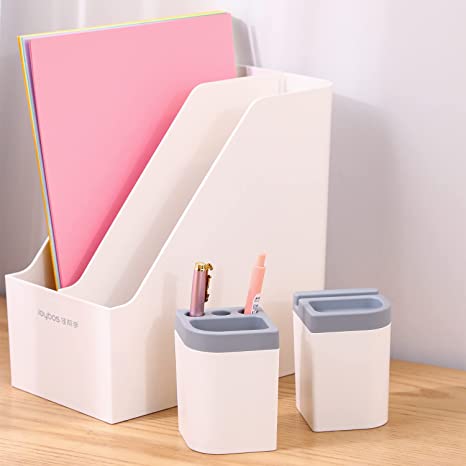 Photo 1 of MOPALL Magazine File Holder, Folder Holder, ABS Magazine Organizer, Office Desk Storage Container with 2 Removable Vertical Compartments