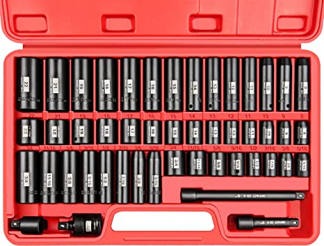 Photo 1 of YIYITOOLS 48-Piece 3/8-Inch Impact Wrench Set (5/16-Inch to 3/4-Inch and 8-22mm), 6 Point, CR-V----factory sealed
