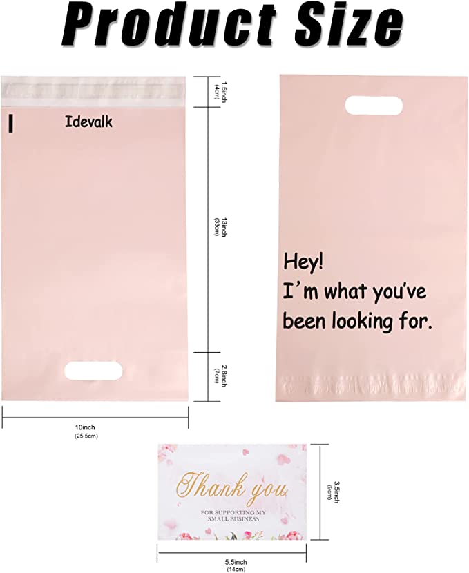 Photo 2 of 50 10" x 13" Poly Envelopes with 50 Thank You Cards, Small Business Packaging Bags, Shipping Bags for Clothes, Small Business Packaging Accessories
