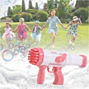 Photo 1 of Angel Bazooka Bubble Gun,32 Holes Bubble Blaster,Automatic Bubble Machine, Summer Outdoor Toy Gifts for Kids Birthday Party Wedding (Pink)