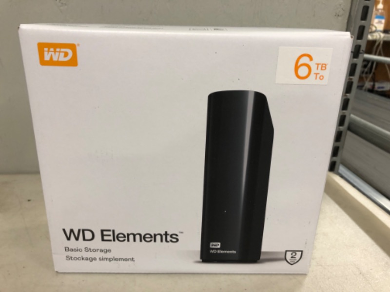 Photo 2 of WD Elements 6TB USB 3.0 Desktop Hard Drive Black---factpry sealed  sS/N  WX72D12JRTL