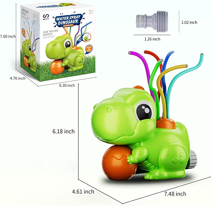 Photo 2 of 2022 Outdoor Dinosaur Water Sprinkler for Kids, Spinning Toy Sprinkler, Wands, Summer Sprays Fun Up to 8 Feet High, Attaches to Garden Hose, Lawn, Summer Water Toy-*----factory sealed