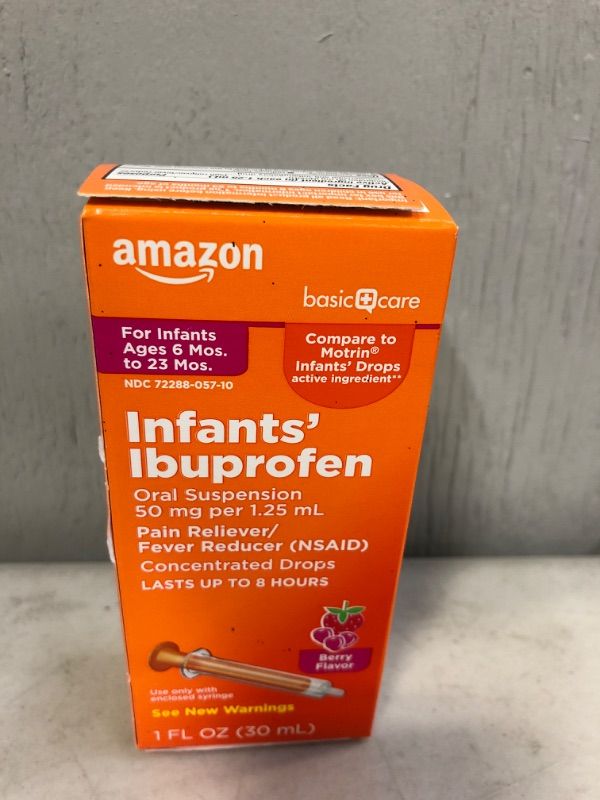 Photo 2 of Amazon Basic Care Infants' Ibuprofen Oral Suspension Drops, 50 mg per 1.25 mL, B---exp date 01-2023