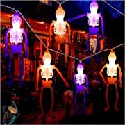 Photo 1 of  Skeleton Halloween Orange Purple LED String Lights, 10ft with 20 LEDs, Battery Operated, 2 Modes (Flashing/Steady On)