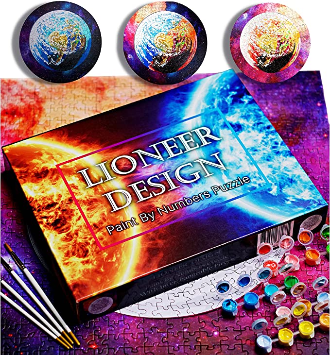 Photo 1 of Lioneer Worlds First Planet Paint by Numbers Puzzle with Interchangeable Pieces - Earth Round Jigsaw Puzzle for Adults and Kids----factory sealed