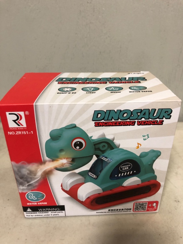 Photo 3 of Baciney Dinosaur Toy Car - Dino Cars with Music Flashing Light and Spray Dinosaur Toys for Toddler Boys Kids 3 4 5 6 7 Years (Green)---factory sealed