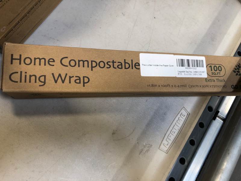 Photo 2 of 11.8" x 100' Compostable Plastic Wrap - Extra Thick | New design | Easy to Use with Slide Cutter Plastic Food Wrap, BPA Free Green Food Wrap, US BPI Certified and Home Compostable (11.8 x 100 ft)