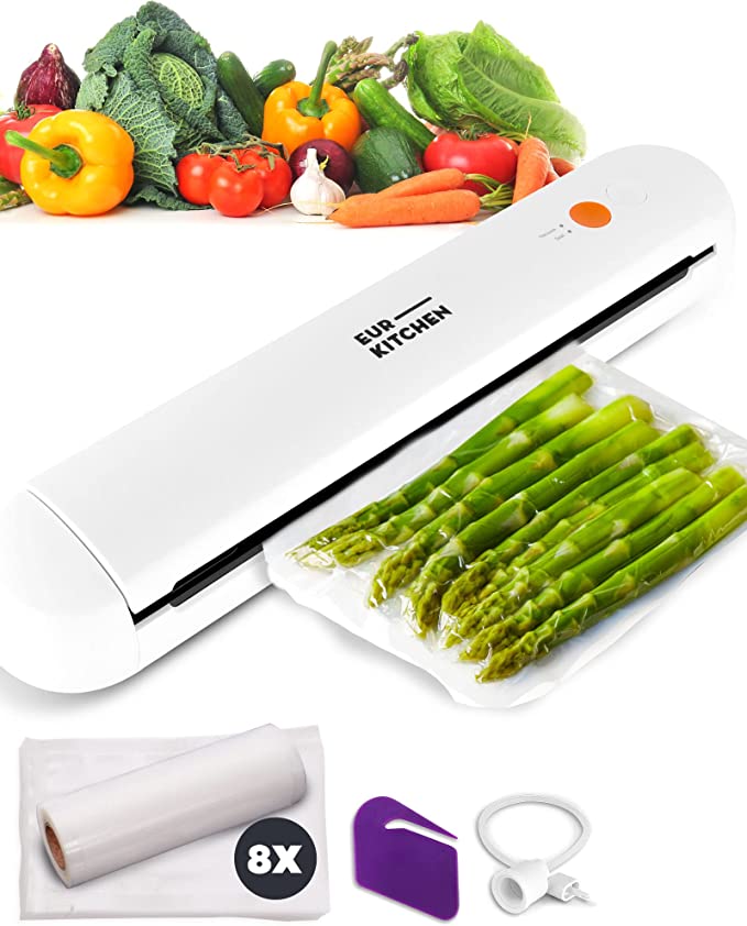 Photo 1 of EurKitchen Food Vacuum Sealer Machine, Food Sealer with Pump Dry and Pump Wet Mode and Fresh Keeping Bag and Roll Film, Easy to Use and Clean, 100W