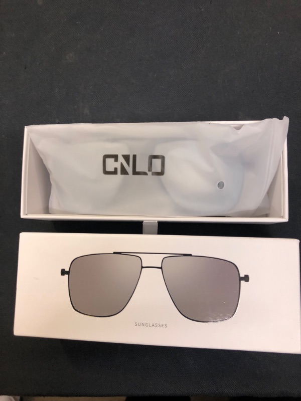 Photo 2 of CNLO Men's Polarized Sunglasses Ultra Lightweight Rectangular UV400 Protection Sunglasses For Men, Black Frame
