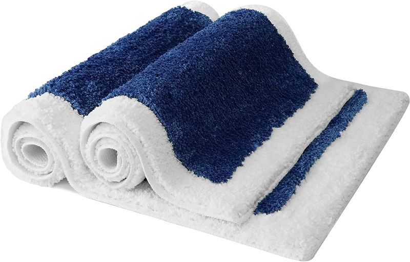 Photo 1 of CAMPIR Soft Absorbent Plush Bath Rugs Mat 2pcs Non Slip Bathroom Mat 18*26"&20*32" Luxury Cashmere Utility Rug Floor Mats for House Welcome Mats for Inside (18*26"+20*32", Navy)
