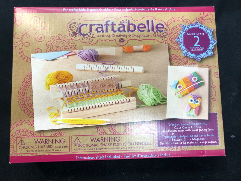 Photo 4 of Craftabelle – Wooden Loom Creation Kit – Beginner Knitting Loom Kit – 19pc Weaving Set with Yarn and Frame – DIY Craft Kits