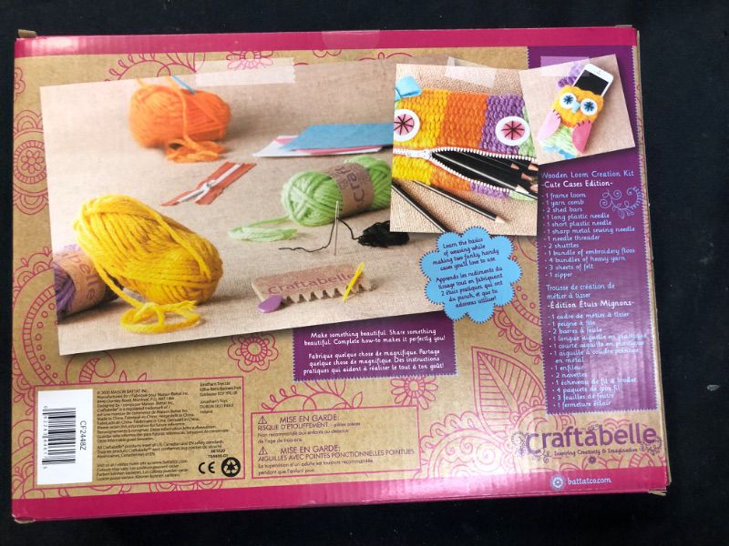 Photo 5 of Craftabelle – Wooden Loom Creation Kit – Beginner Knitting Loom Kit – 19pc Weaving Set with Yarn and Frame – DIY Craft Kits