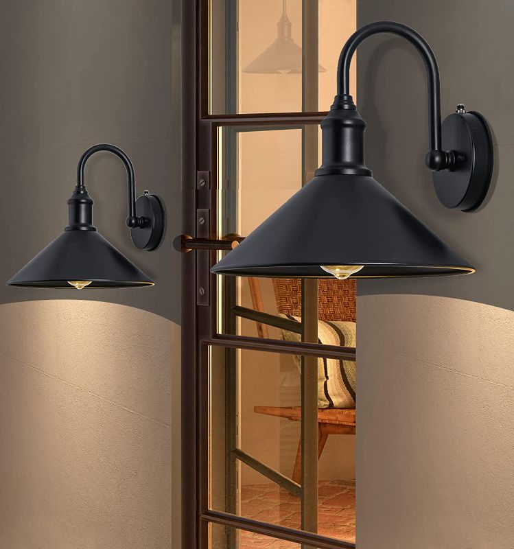 Photo 1 of 12.6" Outdoor Gooseneck Light Fixture with Dusk-to-Dawn, Vintage Style, Conical Shaped Porch Light More Suitable for Farm House, Barn
