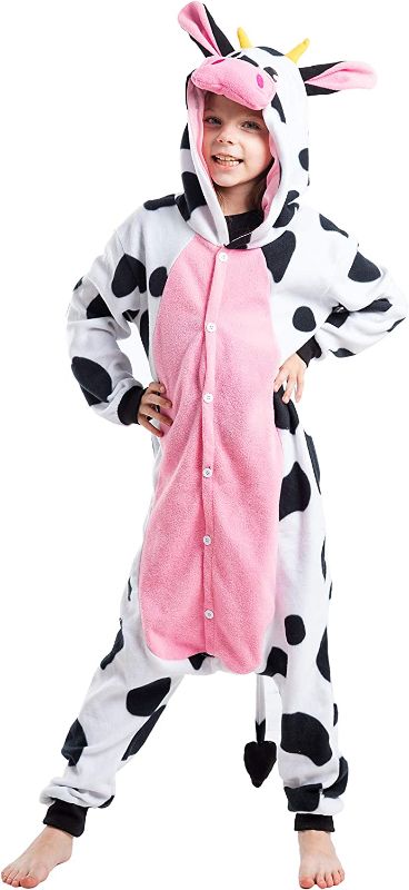 Photo 1 of Spooktacular Creations Unisex Child Pajama Plush Onesie One Piece Cow Animal Costume (7-9yr) White