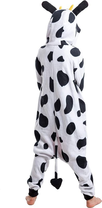 Photo 2 of Spooktacular Creations Unisex Child Pajama Plush Onesie One Piece Cow Animal Costume (7-9yr) White