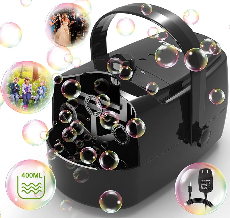 Photo 1 of Bubble Machine Durable Automatic Bubble Blower, 8000+ Bubbles Per Minute Bubbles for Kids Toddlers Bubble Maker Operated by Plugin or Batteries Bubble Toys for Indoor Outdoor Birthday Party
