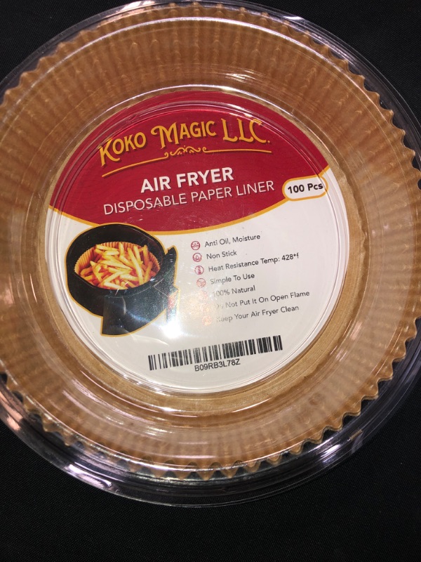 Photo 2 of Air Fryer Disposable Paper Liner, Disposable Fryer Paper Pads, Non-Stick Air Fryer Lined Oil Resistant, Brown