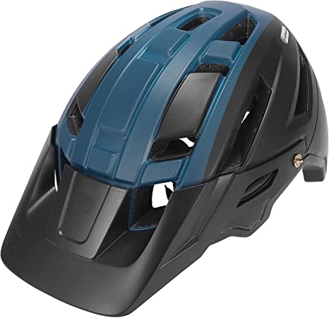 Photo 1 of X AUTOHAUX Adult Men Women Road Cycling Helmet Moutain Bike Helmet with Long Detachable Visor Rear Light and Storage Bag Black Blue