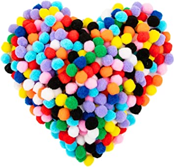 Photo 1 of 300 Pieces 1 Inch Assorted Pom Poms, Craft Pom Pom Balls, Colorful Pompoms for DIY Creative Crafts Decorations, Kids Craft Project