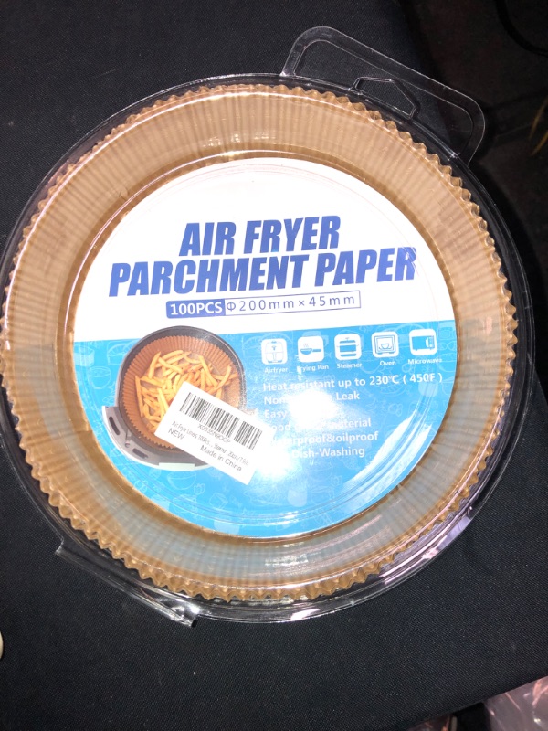 Photo 2 of Air Fryer Liners, 100Pcs Air Fryer Disposable Paper Liner, Air Fryer Parchment Paper Liners Oil-Proof, Water-Proof, Food Grade Baking Paper for Air Fryer Accessories, Steamer