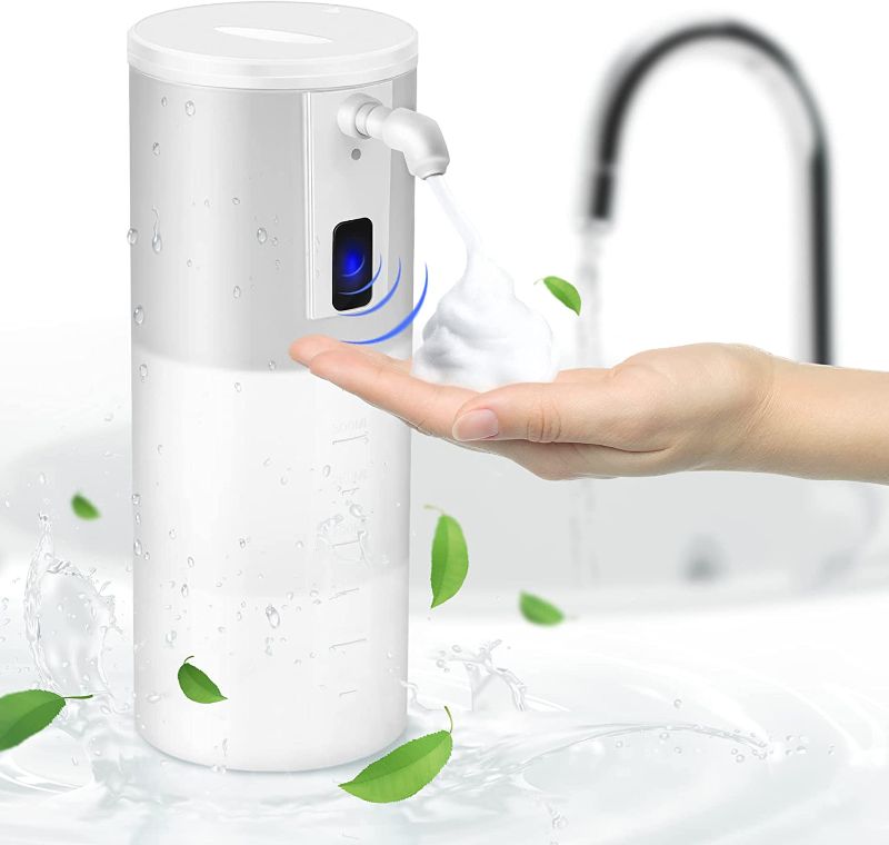 Photo 1 of Automatic Soap Foam Dispenser, Refillable Touchless Hand Sanitizer Dispenser, Battery Operated Electric Liquid Soap Foaming Dispenser for Home Bathroom, Kitchen, Restaurant, School, Office, 11.83oz
