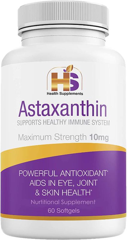 Photo 1 of Astaxanthin 10 mg, Powerful Antioxidant, Anti-Inflammatory Supplement (60 caps) from Red Marine Algae. A Supplement for Boosting Your Immune System. Benefits Eye Health, Muscle Recovery, Joint Health
