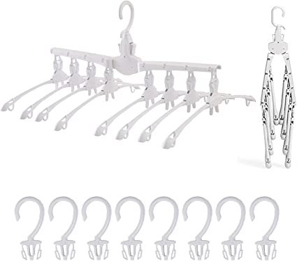 Photo 1 of OLEKURT Space Saving Hangers, 8 in 1 Foldable Hanger Organizer with 8 Separate Hooks, Closet Organizers and Storage, Multifunction Magic Hangers for Blouses, Shirts, T-Shirts (White)
