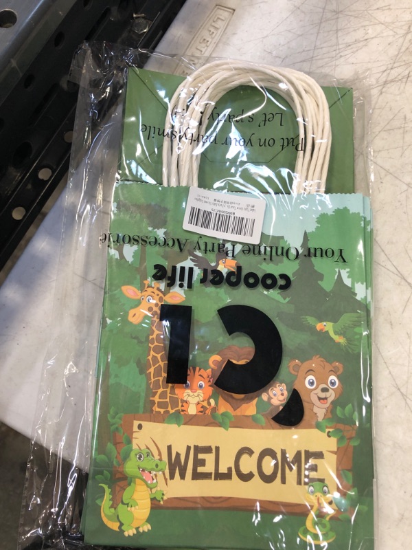 Photo 2 of 12pcs Safari Giftt Bags Jungle Animal Goodie Bags with Handles for Jungle Theme Birthday Party Favor Baby Shower Supplies
