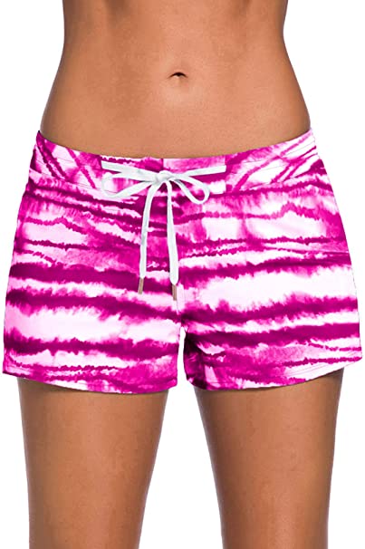 Photo 1 of Aleumdr Womens Tankini Boardshorts Waistband Short Swim Bottom Tie-Dye Swim Shorts Rose SIZE Medium 8 10
