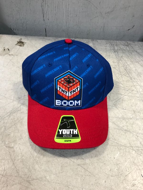 Photo 2 of Boys' Minecraft Americana Baseball Hat - Blue/Red

