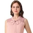 Photo 1 of Allegra K Women's Bow Tie Neck Blouse Sleeveless Lace  Sz M