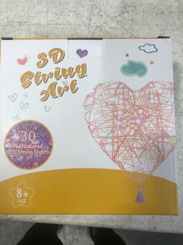 Photo 2 of DIY Crafts for Girls Ages 8-12, Gentle Monster 3D String Kits Arts and Crafts for Kids, Heart Nightlight Lantern with 30Pcs