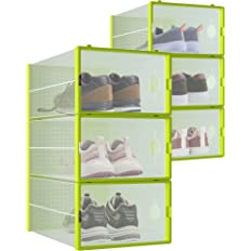Photo 1 of 6-Pack Shoe Storage Boxes, Shoes Organizer for Closet (Clear and Yellow)