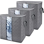 Photo 1 of 3 Pack Capacity Clothes Storage Bag Organizer,Large Storage Bags, with Reinforced Handle Thick Fabric Clear Window,Foldable Organizer?For Comforter, clothing?Closet?Blanket, Bedding
