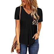 Photo 1 of Aleumdr Women's Short Sleeve Crew Neck T Shirts Color Block Tops with Pocket LARGE
