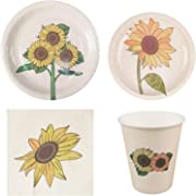 Photo 1 of 
(STOCK PHOTO DIFFERS FROM ACTUAL ITEM) Cieovo Sunflower Party Tableware Set for 16 Guests Including Dinner Plates, Dessert Plates, Lunch Napkins, Cups for Sunflower Theme Birthday Baby Shower Wedding Party Supplies Decorations
