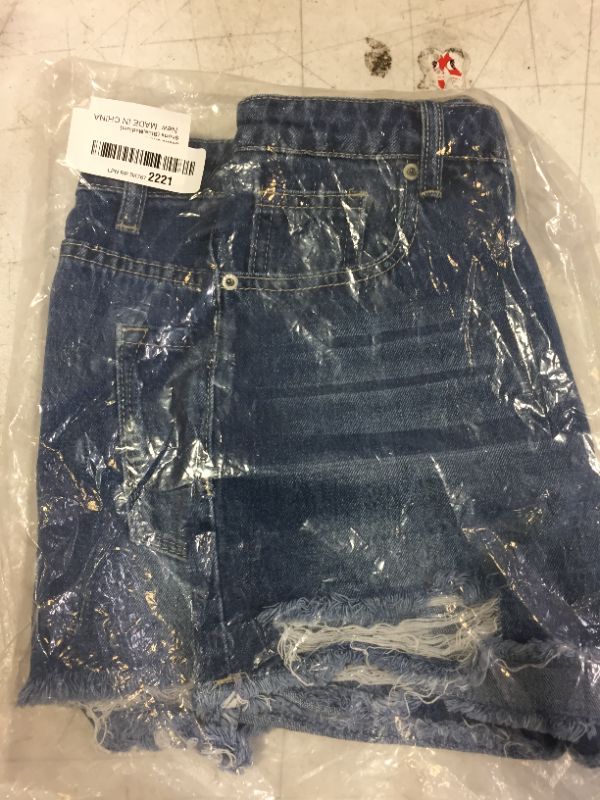 Photo 2 of BZB WOMEN'S CASUAL RIPPED DENIM JEAN SHORTS (BLUE, SIZE M) 