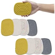 Photo 1 of Absorbent Handmade Braided Woven Coasters for Drinks ?Set of 8 9X12cm Square Shape Abujia Heat-Resistant Cotton Coaster More Convenient Grab, Great for Housewarming Gift,, Party Use (FACTORY SEALED)
