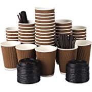 Photo 1 of 12 Oz 80 Park Coffee Cups with Lids and Straws, Insulated Double Wall Paper Coffee Cups with Lids, Disposable Coffee Cups 12 Oz Coffee Cups with Lids To Go Coffee Cups with Lids Hot Cups with Lids
