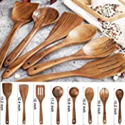 Photo 1 of 8 - Piece teak wood cooking untensil set | Wooden cooking set | Non scratch set
