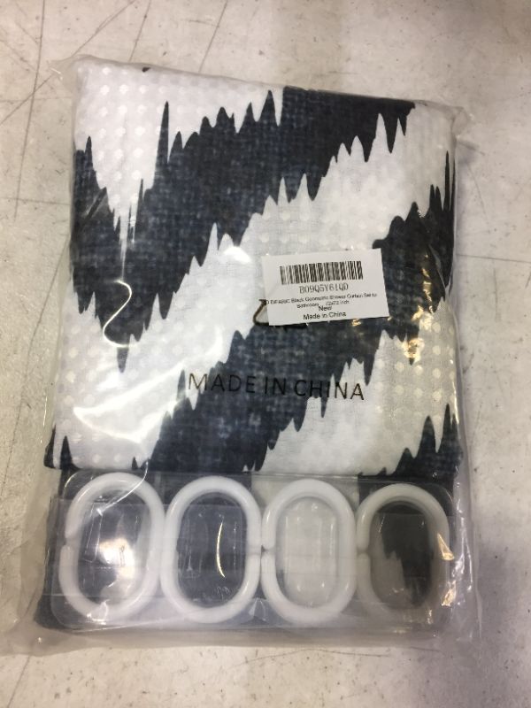 Photo 1 of Black Shower Curtain Geometric Black and White Shower Curtain for Bathroom Ombre Modern Grey Waterproof Fabric Shower Curtain Set Washable Bath Decor with 12 Hooks 72x72 inch
