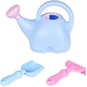 Photo 1 of Cute Kids Gardening Tool Set 3PCS Include Lightweight Elephant Watering Can 0.4 Gallon with Sprinkler Head Indoor Outdoor Garden Plants (Blue Body Pink Head)
