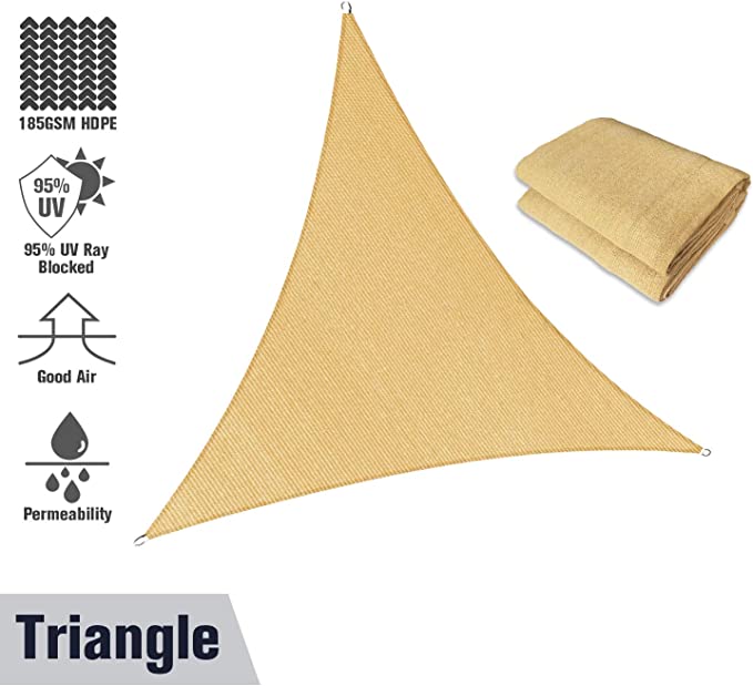 Photo 1 of Amahut Sun Shade Sail 8' x8'x8' Sun Shade Patio Triangle Outdoor Awning Shade Cover UV Block for Patio Shading Sand (8'x8'x8', Sand)