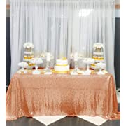 Photo 1 of AIXHN Sequin Tablecloth Rosegold 60"x120" Rectangular Sparkly Elegant Drape Sequin Tablecloth for Wedding Party Cake Dessert Events Christmas Decorations
