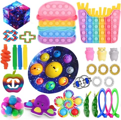 Photo 1 of Fidget Toy Pack, Cheap Sensory Fidget Pack Stress Relief Toys Set with Pop Bubble Marble Mesh Pop Anxiety Tube for Kids Adult (Planet)